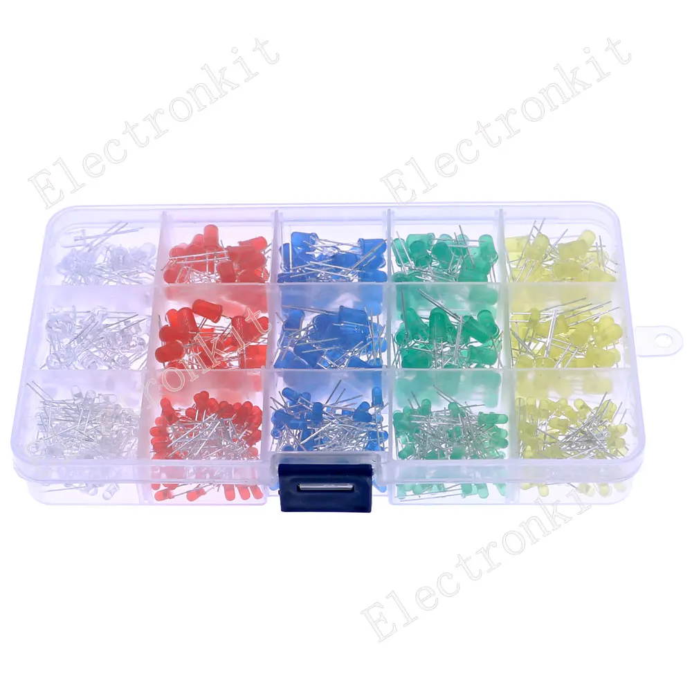 500pcs 3MM 5MM Led Kit With Box Mixed Color Red Green Yellow Blue White Light Emitting Diode Lamp Assortment Kit