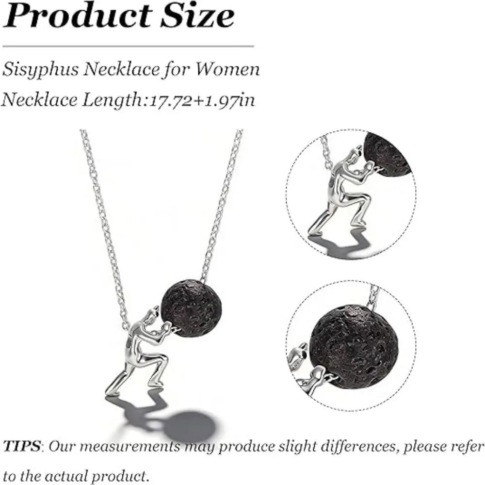 新しい男が石を押すシシファスの人格、忍耐の象徴、シルバーカラーのシンプルなジュエリーアクセサリーペンダント 1