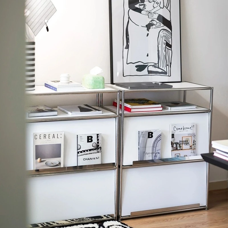 

Medieval Cabinet Stainless Steel Modular Cabinet Combination Bookcase Storage Cabinet Side Bedroom Locker Sofa