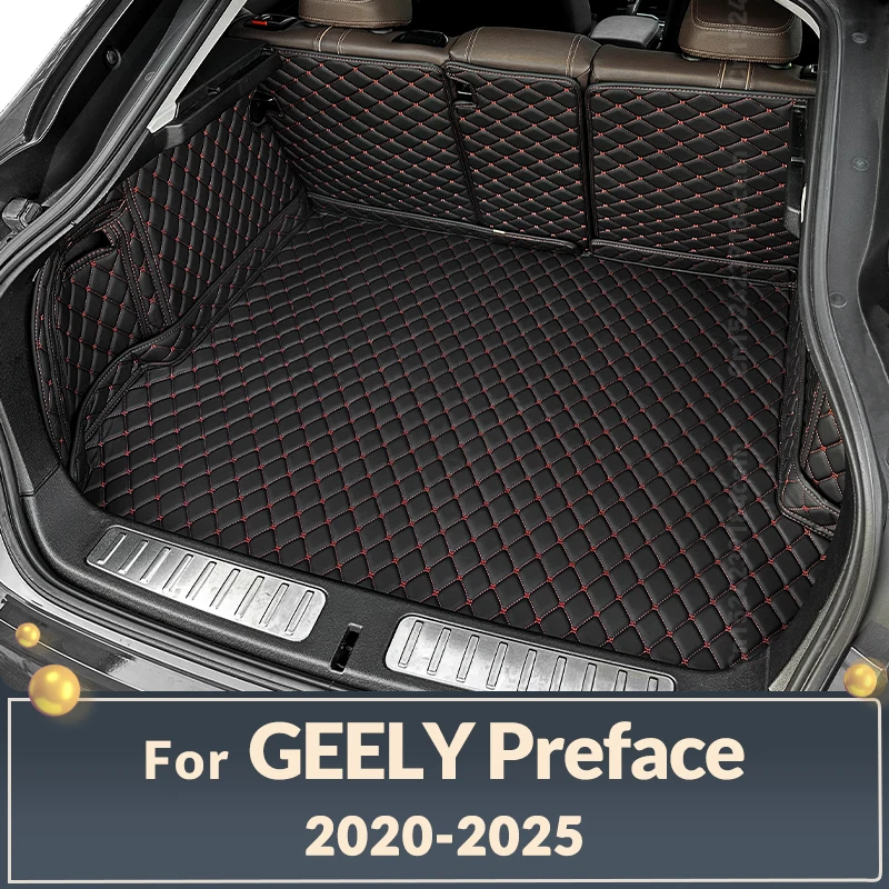 Auto Full Coverage Trunk Mat For GEELY Preface 2020 2021 2022  2023 2024 Car Boot Cover Pad Cargo Liner Interior Accessories