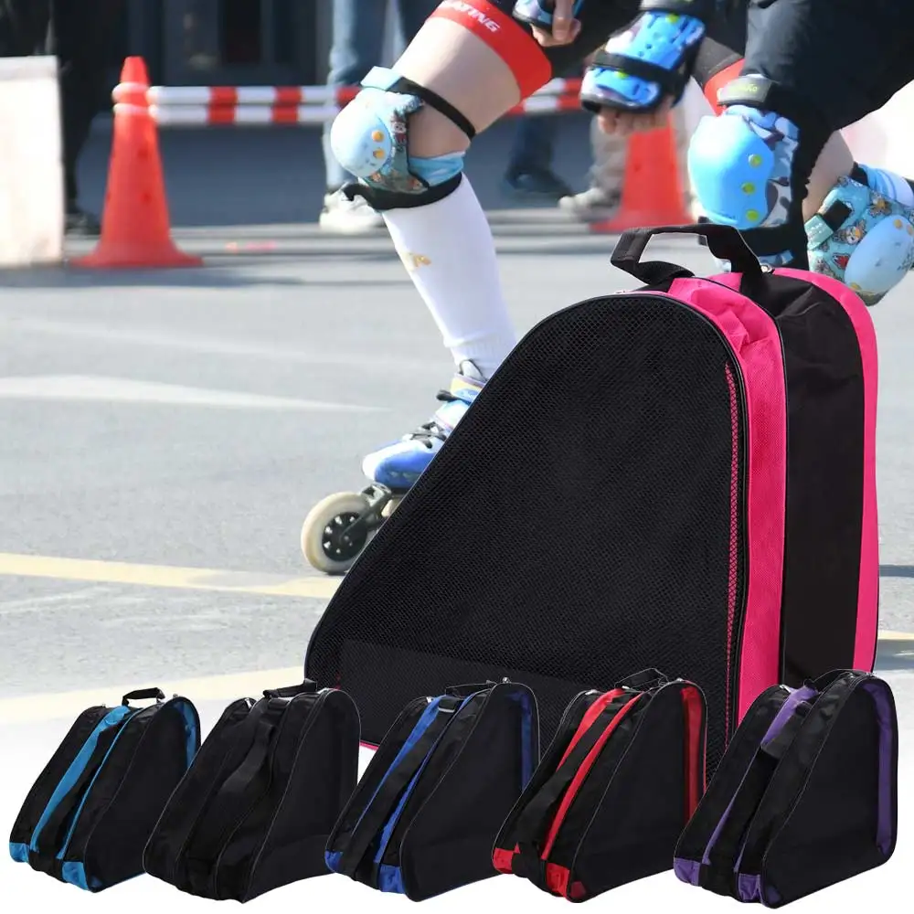 Large Capacity Roller Skates Bag Storage Bag Oxford Cloth Skating Shoes Bag Carry Case 3 Layers Ice Skating Pouch Adult