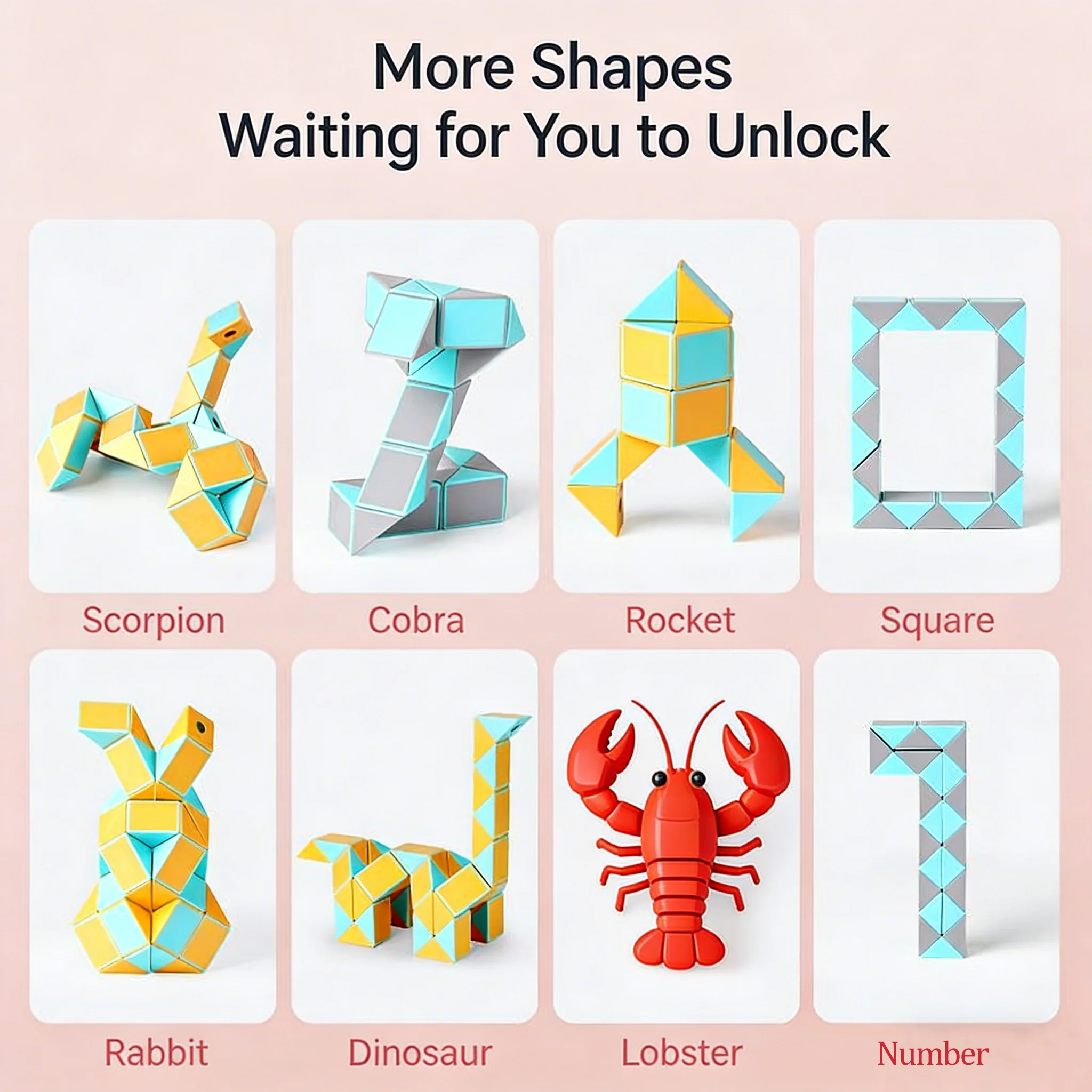 SENGSO مسطرة سحرية مجوفة 24/36/48/60/72 قطاعات كتل مكعب الأفعى السحري لعبة تململ للأطفال مكعب ألغاز ممتع ومسلي