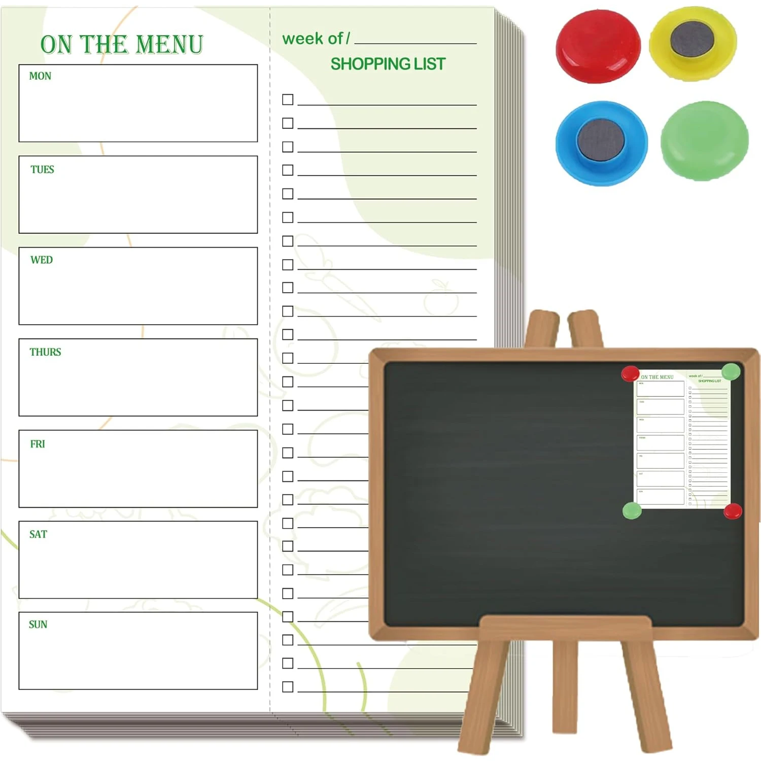 Meal Planner and Grocery List Notepad 7x10 inch Weekly Meal Planning Pad with Tear Off Shopping List 52 Pages