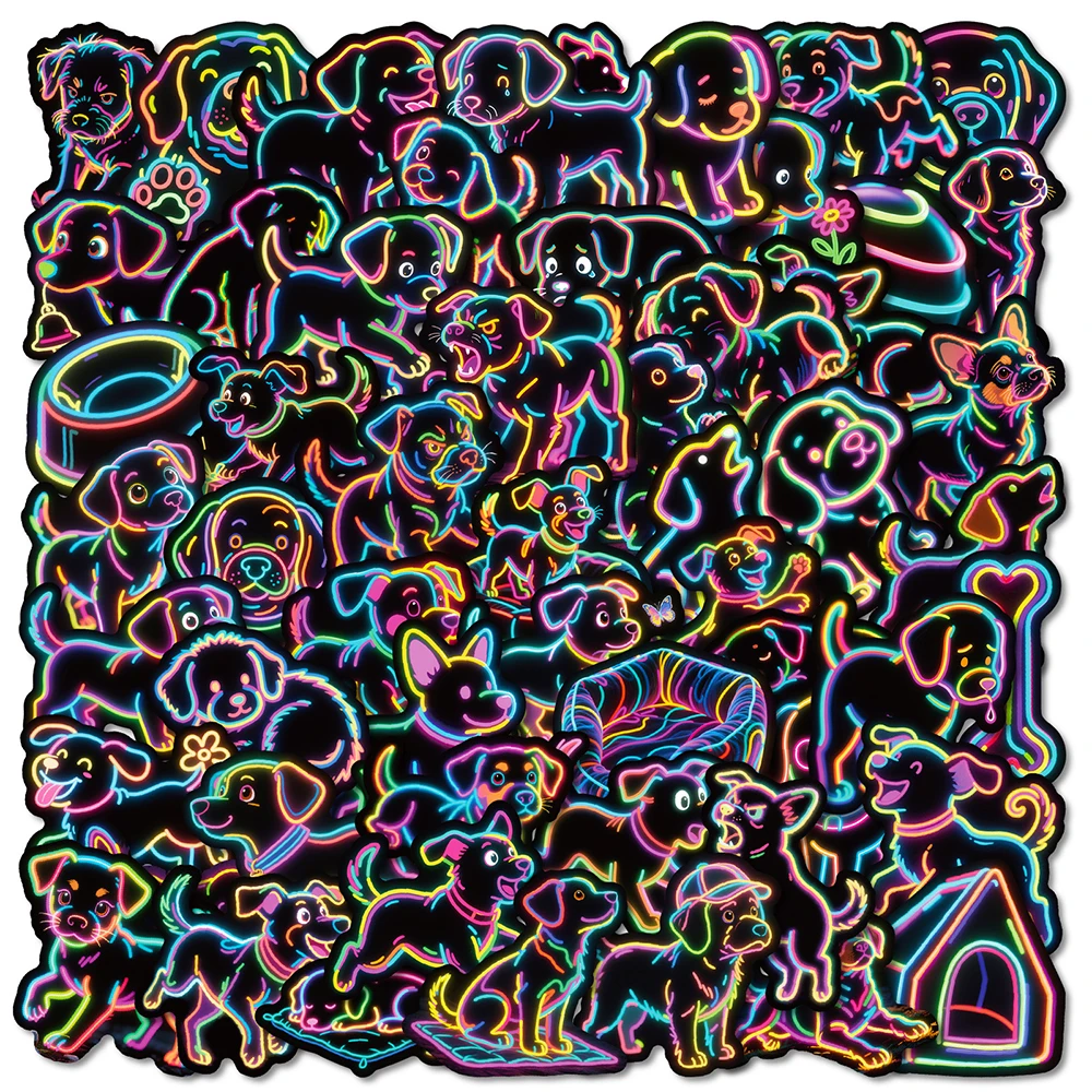 10/30/50 قطعة لطيف الكرتون النيون الكلب ملصقات Kawaii الحيوانات الكتابة على الجدران الشارات Skateboard بها بنفسك سكيت دفتر الهاتف الكلاسيكية الاطفال لعبة ملصق