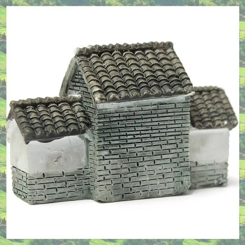 A59Z-6X casa de casa de casa de muñecas en miniatura, planta de flores en maceta, adorno artesanal, decoración de bonsái, puerta de ciudad antigua china, gris