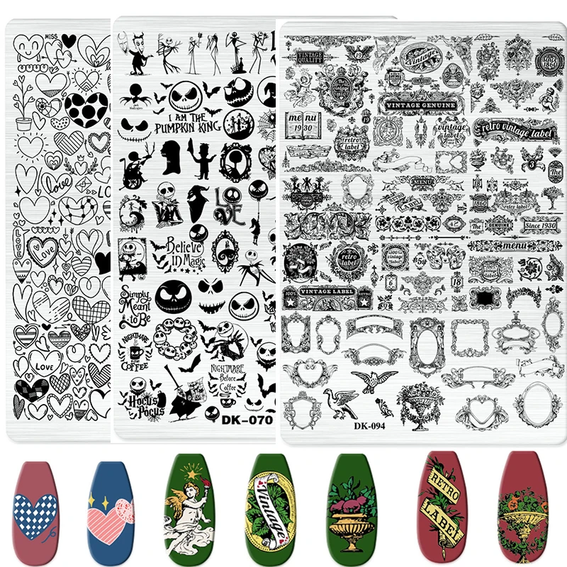 1PCS Halloween Nail Stamping Plates  Flower Characters Template Stencils Nail Art Stamp Image Plate Manicure Nail Print Tools