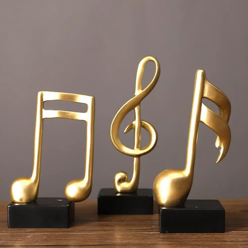 Musical Note Collectible Gold Music Note Sculpture Resin Figurine Modern Musical Symbol Decoration Piano Room Table Centerpiece