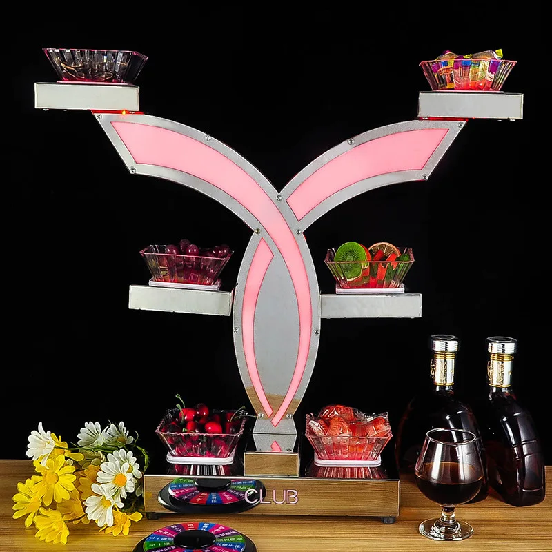 

Stainless Steel bar Supplies Nightclub KTV Luminous Fruit Tray Rack LED Creative Snacks Snack Snack Plate