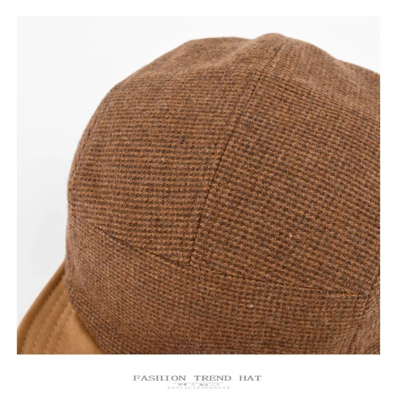 Herbst Winter Neue Mode Kontrast-Woll-Baseballkappen Anpassbares Logo Street Casual Vielseitiger Retro-Tooling-Stil Herrenhüte – Detail 6