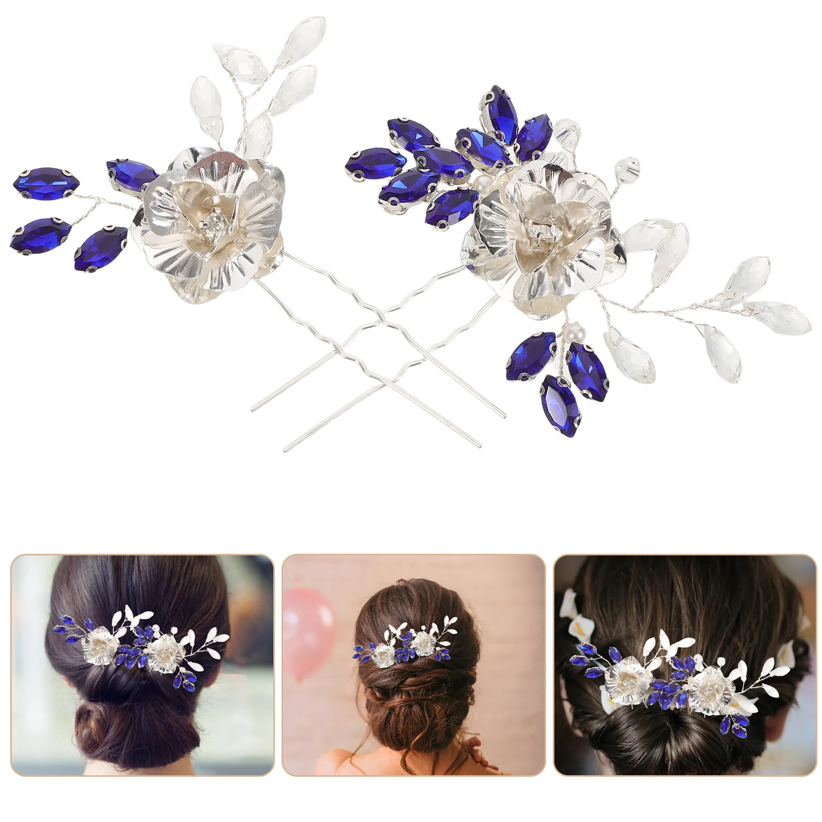 

2pcs Wedding Pins Elegant Rhinestone Bridal Hair Clips Lightweight Vintage Style Secure Fit For Bride Wedding Party Hair