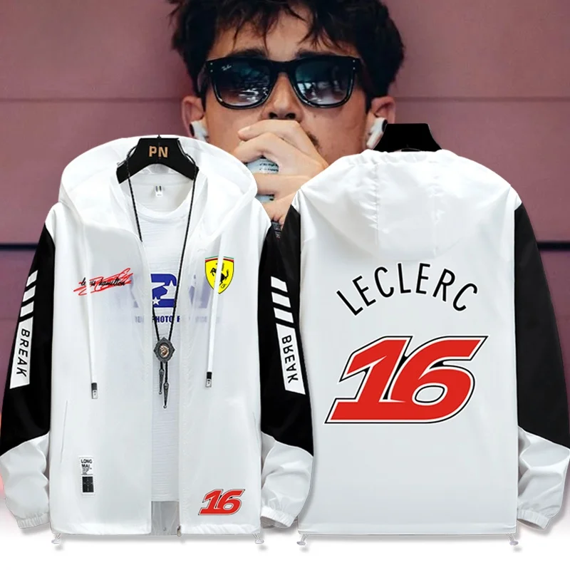 f-レーシング-ルクレール-6-フェラーリ-チーム-軽量-メンズ-日焼け防止服-ファッショナブルなポリエステル-フード付きジッパー長袖シャツ