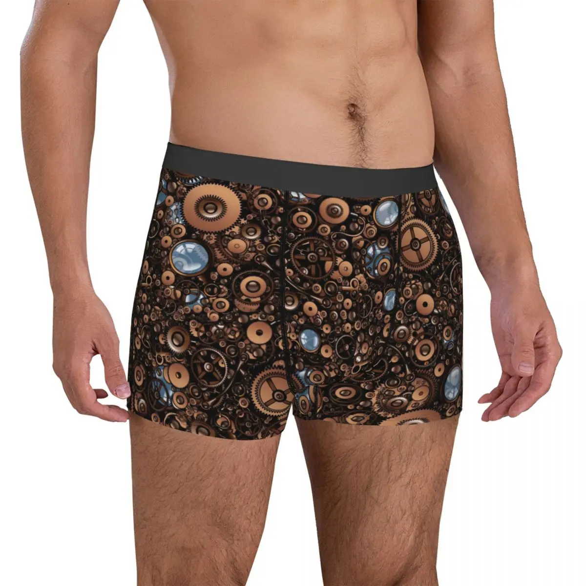 Steampunk Gear Underwear Vintage Style Male Shorts Briefs Stretch Boxer Shorts Trenky Custom Oversize Underpants