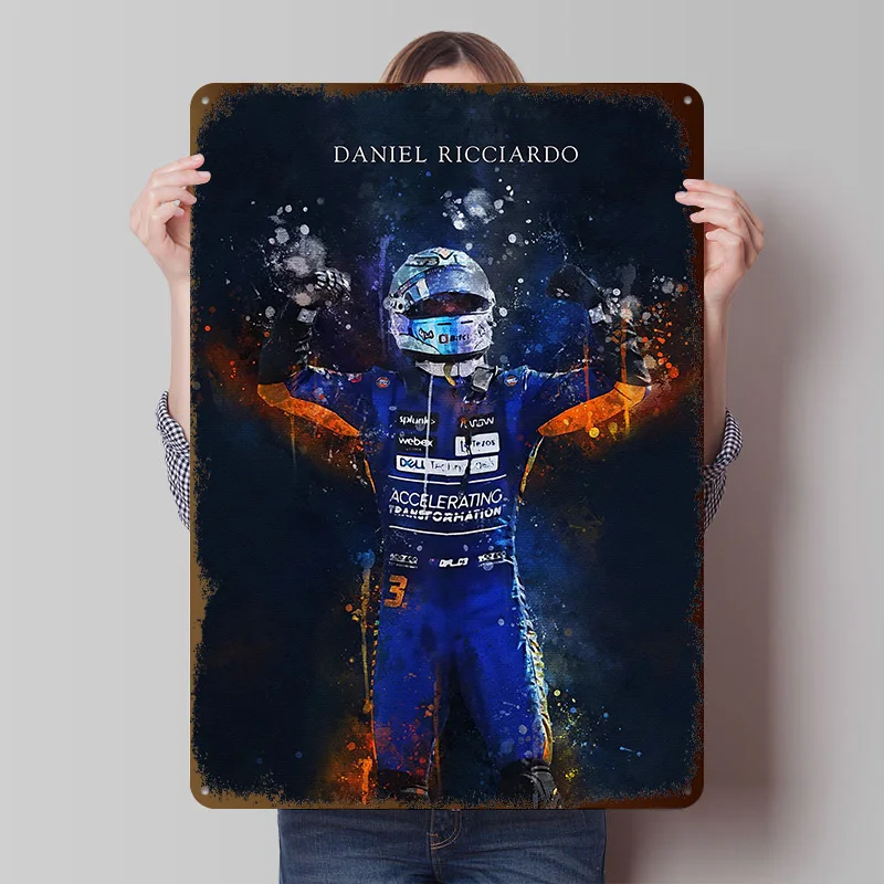 Daniel Ricciardo Poster Customized Vintage Metal Signs Wall Art Retro Tin Plaque for Home Decor Room Bedroom Decoration Gaming
