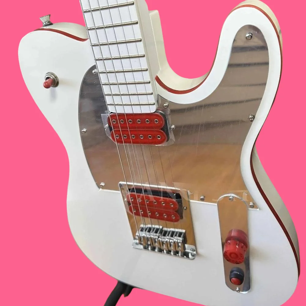 

2026 горячая новая гитара Custom 5 Signature Ghost, белые звукосниматели H-H, красная ручка