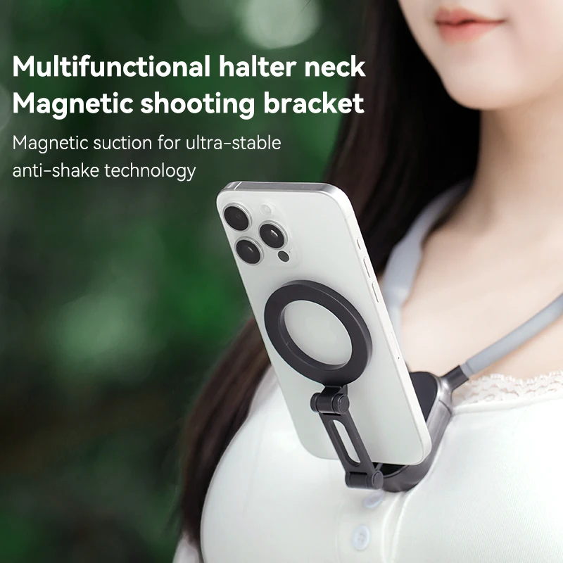 360° Rotation Magnetic Phone Clip Neck Mount for iPhone 17-12 Pro Max For Samsung Huawei Xiaomi Portable Hands-Free POV Camera