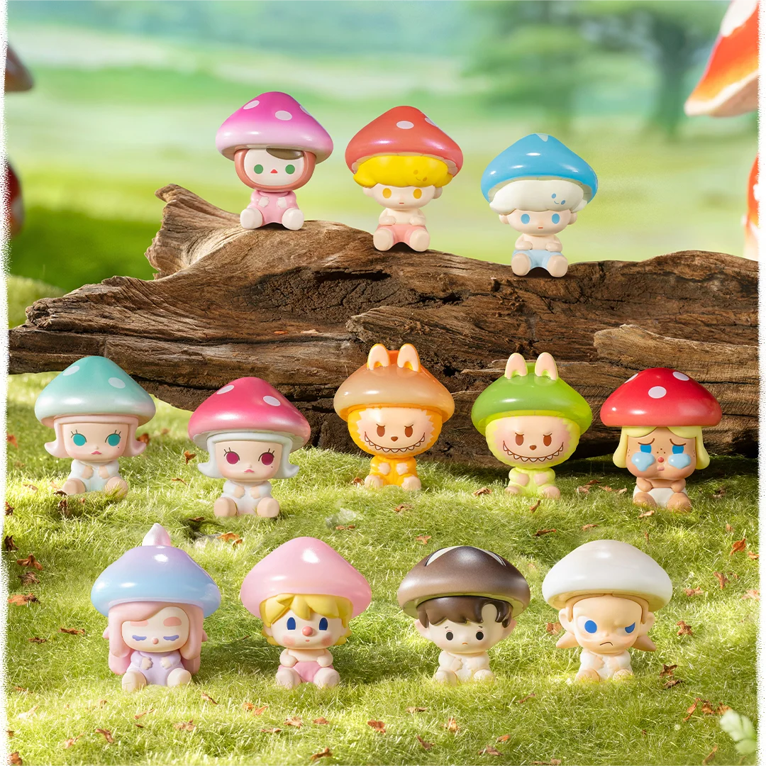 Dimoo Labubu Crybaby Pucky Mushroom Elf  Mini Anime Figure Limited Edition Doll Cute Figurine Kid Toy Birthday Gift