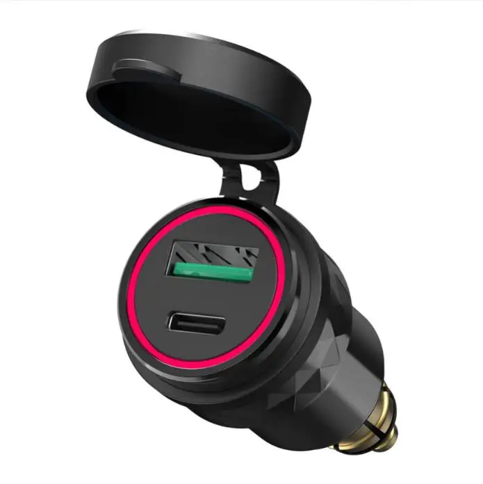4.2A Dual USB Charger Adapter Dual USB Charger Hella DIN Plug Socket For BMW Ducati Triumph Motorcycle NEW Aluminum Alloy