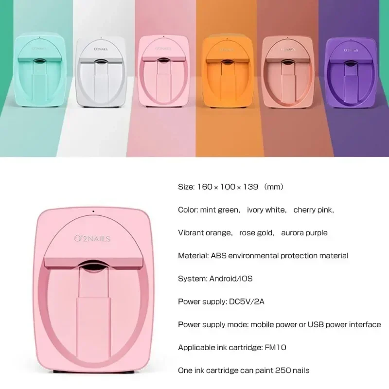 Portable 3D Nail Printer Painted Intelligent Automatic Celebrity Home Nail Machine with Cartridge for Perfect Manicure Artifacts