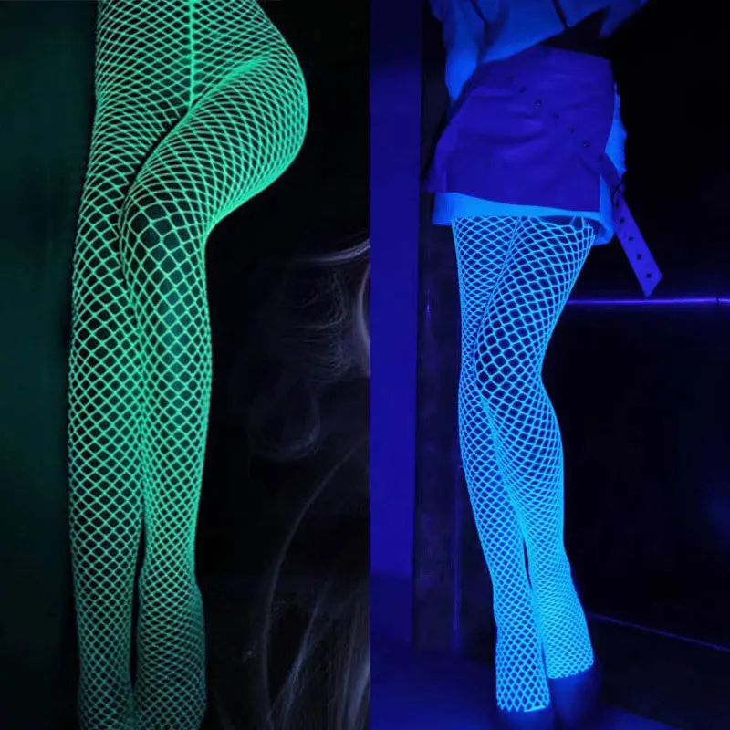 Stockings Women Lingerie Tights Party Sexy Fluorescent Socks High Stretch  Cosplay Long Socks Summer Ultra Thin Fishnet Sock