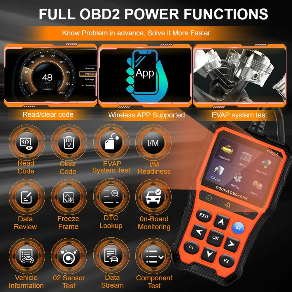 Superior-OBD2 Automotive diagnostische scanner Motocodelezer Levensduur van de batterij Controleer tester Autodiagnostisch hulpmiddel Evaluatiefunctie