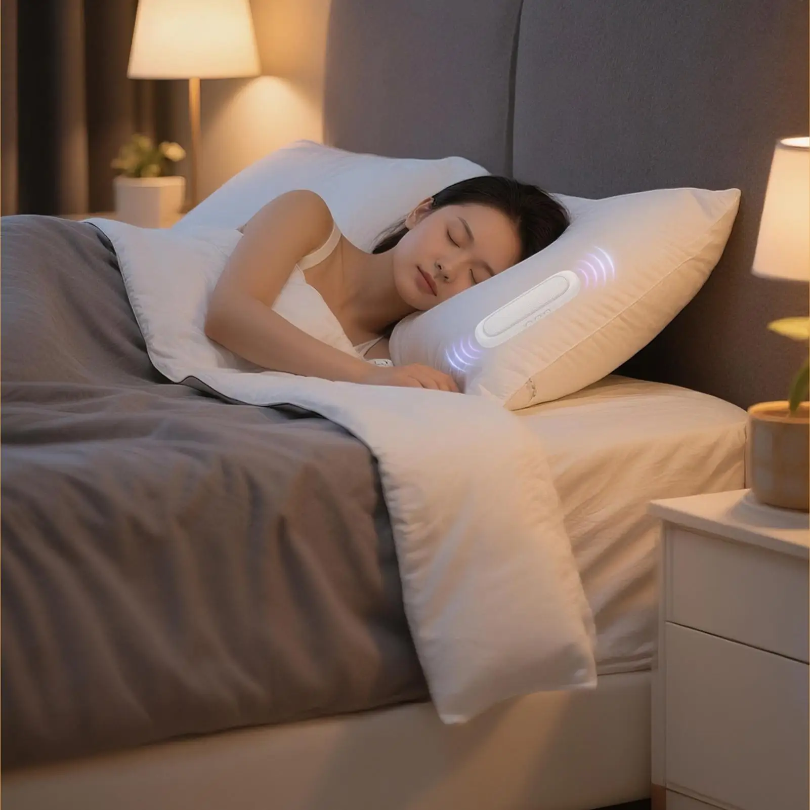 Under Pillow Speaker Bone Conduction Volume Control Pillow Speaker Auto Off Sound Machine for Adults Kids Home Dorm Living Room