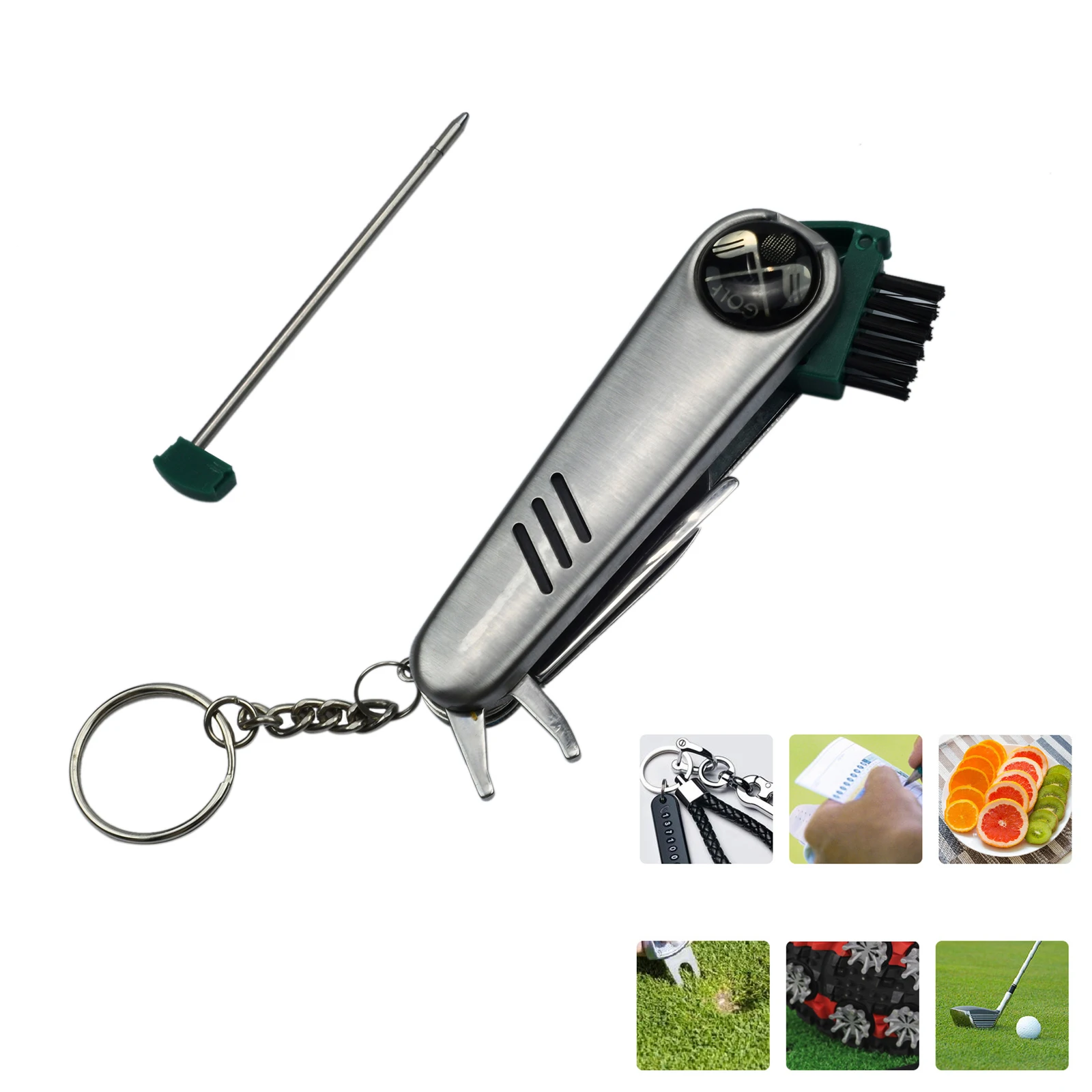 

1 Pc Golf Multi-Function Tool Stainless Steel Golf Repair Divot Tool Knife Brush Ball Marker Ballpoint Pen Wrench Golf Supplies