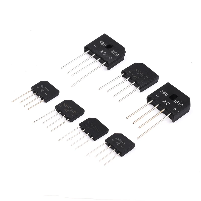 10-100pcs Bridge Rectifier KBP307/310/206/210 KBU808/1510 RS507 Flat Rectifier Bridge Single Phases Diode