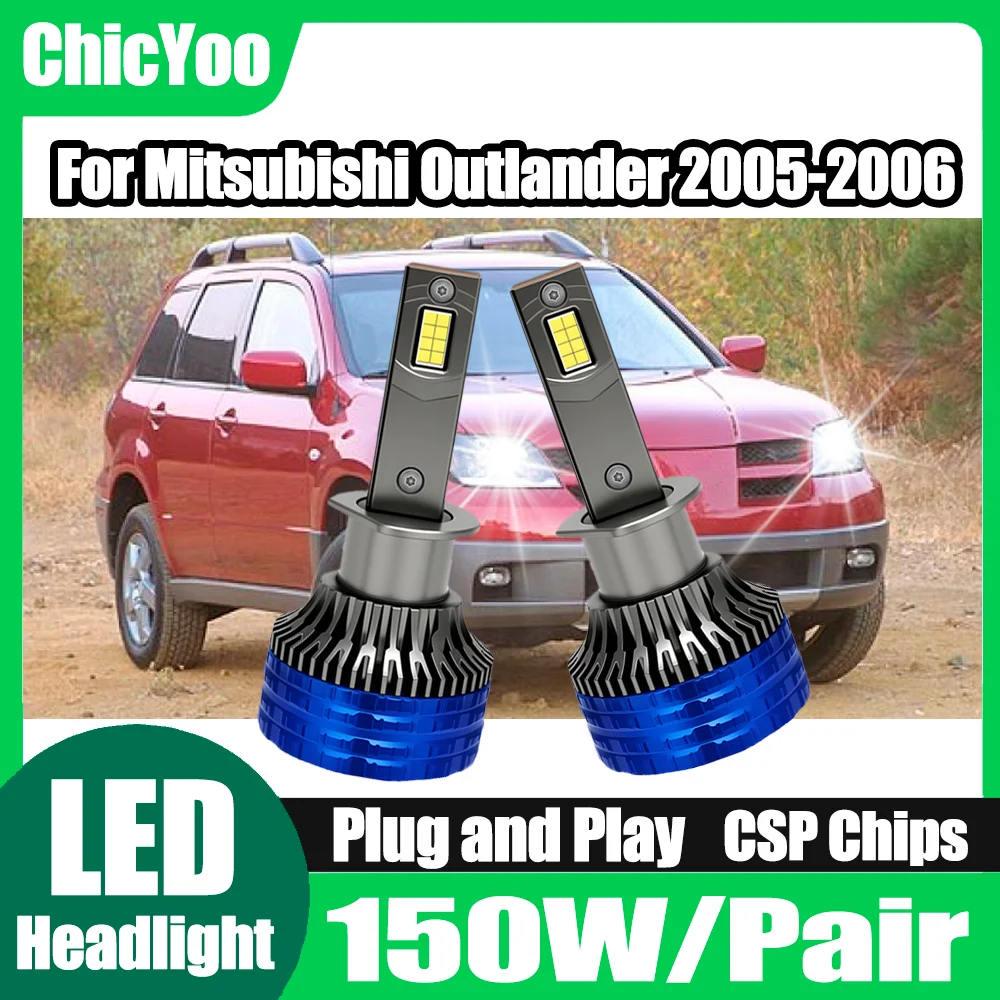 

2PCS 6000K Super White LED Headlight CSP Chips 150W High Power Auto Headlamps Plug and Play For Mitsubishi Outlander 2005-2006
