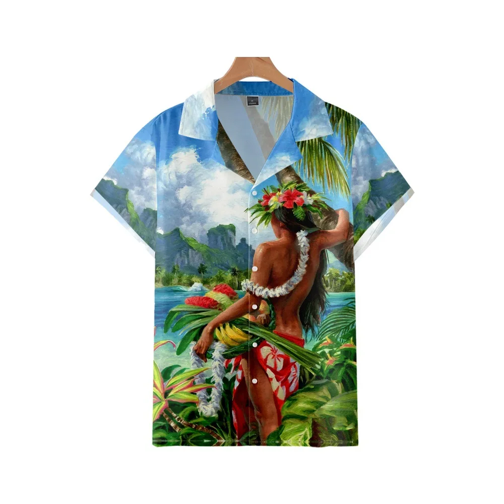 

Hawaiian Vintage Buttons Shirts Clothes Streetwear Men's Shirt Fashion Short Sleeves Turn-down Collar Beach Tops