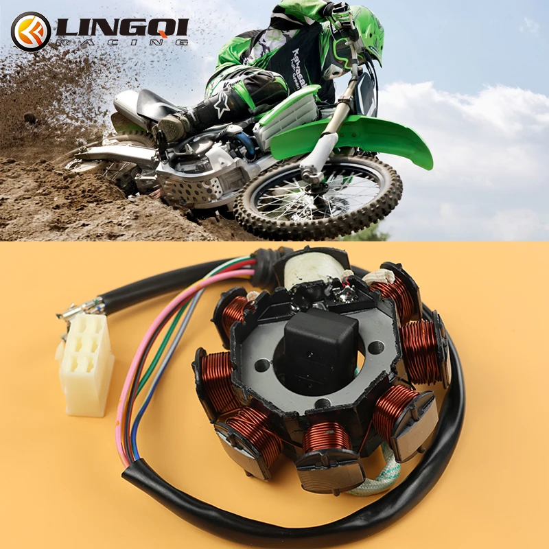 LINGQI RACING Motorcycle Generator Magneto Stator Coil 8 Poles 5 Wires For Motobike Modification150cc 250cc Motocross ATV