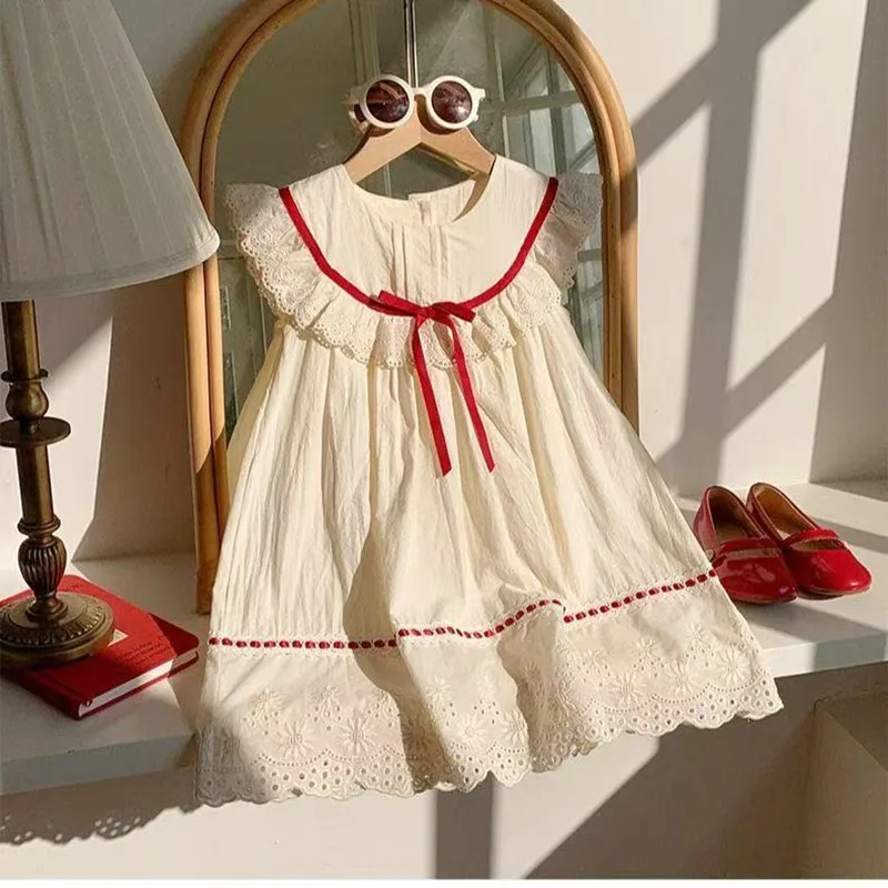 

2025 New Summer Dresses For Girl Summer Sleeveess Square Collar Print Floral Children's Dress Fashion Streetwear Costume