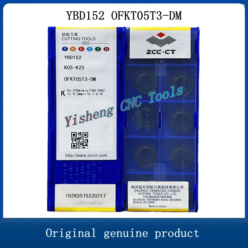 Original ZCC CT Carbide Inserts OFKT05T3-DM  YBG202 YBD152 YBG302 YBM253 YBM251 Lathe Cutter Tools Turnign Cutting CNC