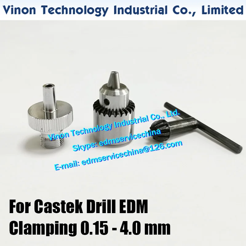 Castek Drill EDM Spanner Drill Chuck+Adapter Set for Clamping Tube Ø0.15-Ø4.0mm for Small Hole EDM Drilling Machine CASTEK