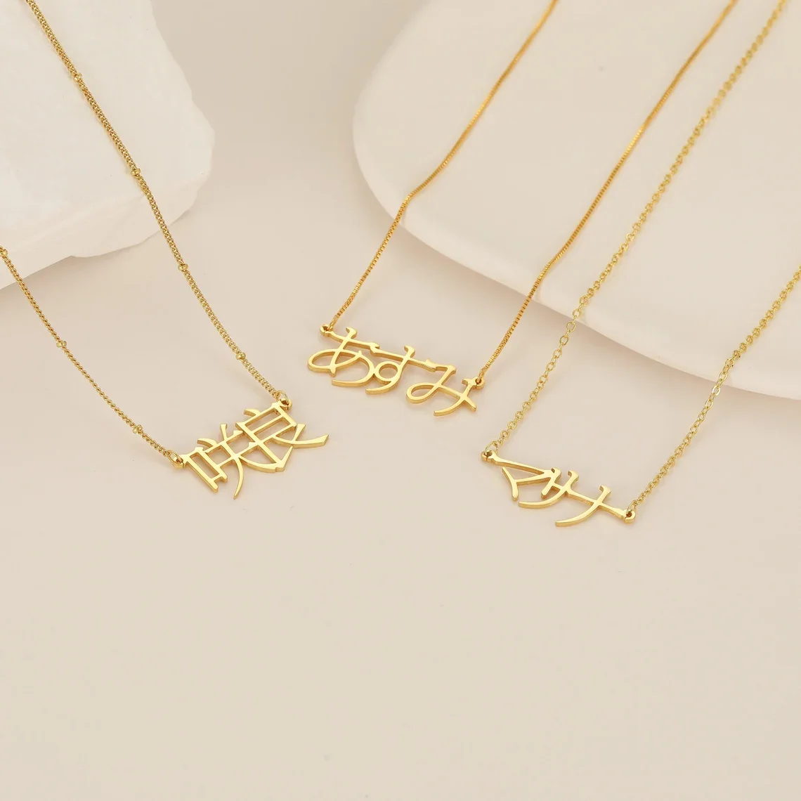 

Japanese Kanji Name Necklace For Women Personalised 18K Gold Plated Stainless Steel Pendants Japanese Nameplate Jewelry Gift