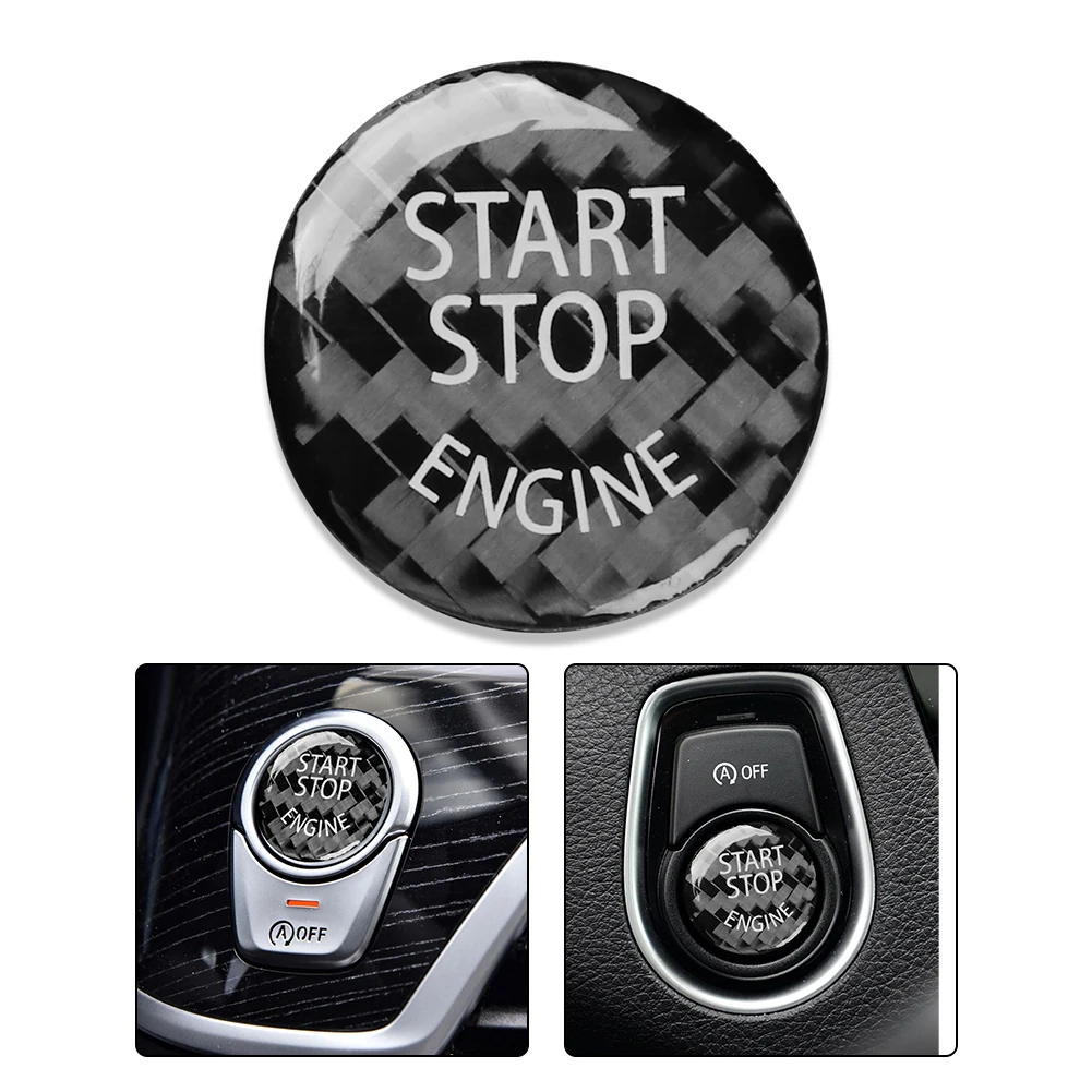 1pcs Carbon Fiber Car Cap Sticker Carbon Fiber Epoxy Coatin Keyless Start Stop Button For BMW X3/X4/X6 (F15/F16/F25/F26)