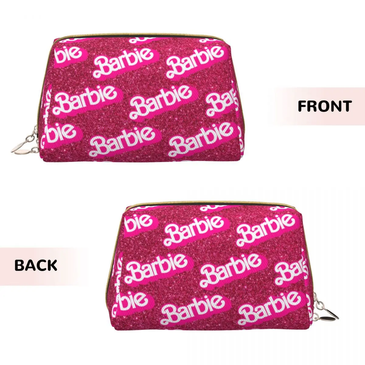 Borsa per il trucco rosa Barbie elegante borsa per cosmetici di grande capacità accessori per articoli da toeletta di bellezza con cerniera per