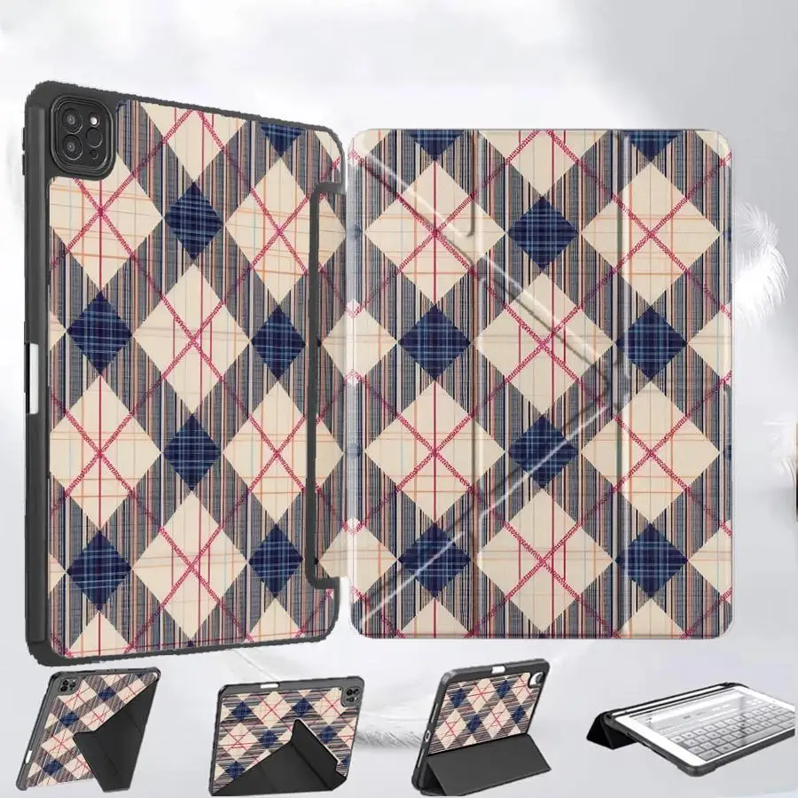 Tablet Case For iPad Air 4 5 M3 M2 M4 11inch Pro 11th 10th 9th 8th 7th 12.9inch Mini 6 7 Pro 2025 Holder Cover Checkered Pattern