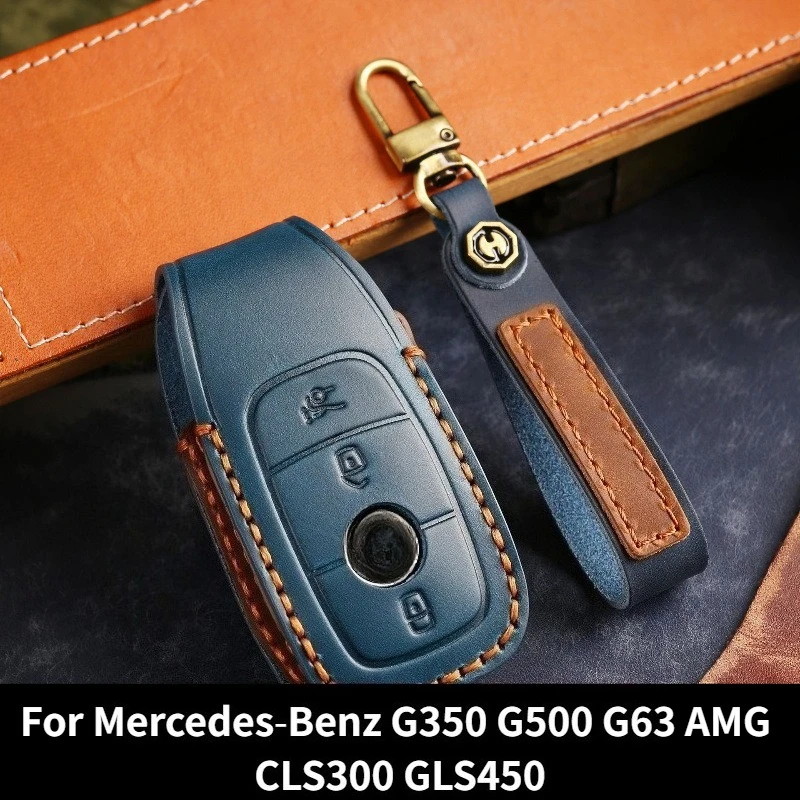 Retro Handmade Anti‑Drop Car Key Cover For Mercedes‑Benz G350 G500 G63 AMG CLS300 GLS450,Blade Smart Key Protector Shell