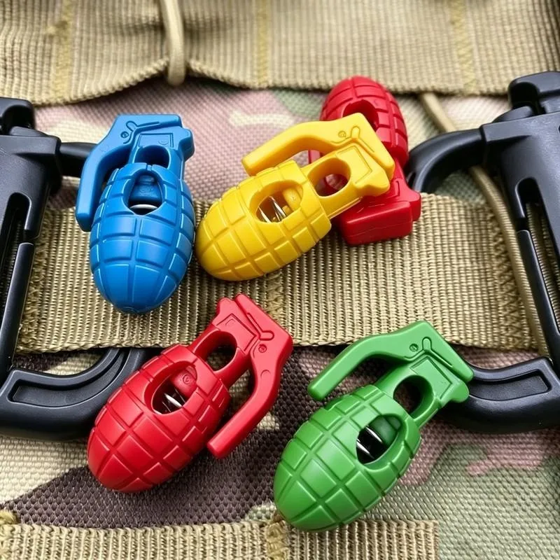 Anti-Slip Push Type Spring Cord Buckles 42 pcs, perfect for Outdoor Hiking Gear, Random Color Assortment
