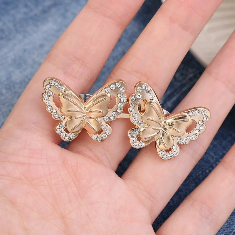 Portable Butterfly Jeans Waist Button Adjustable Clips for Pant Skirts Waist Tightener Buckle Pin Button Clothing Supplies view 4