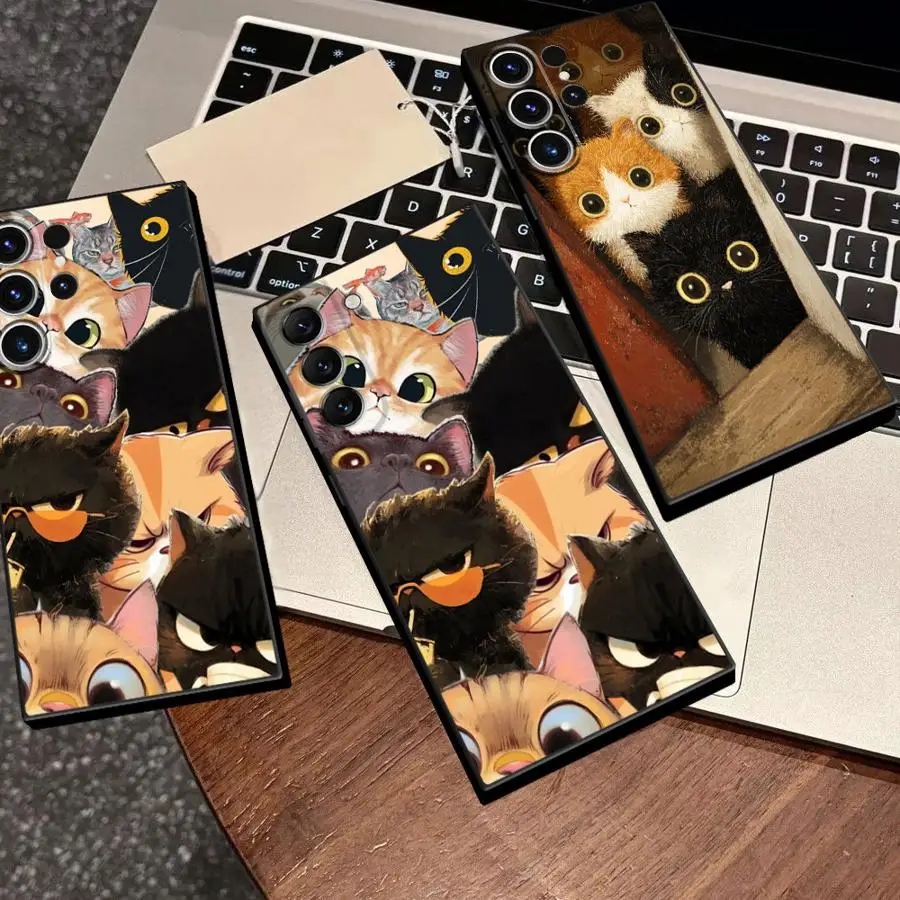 Expressive Cat Cute Case for Samsung Galaxy S26 Ultra S24 S20 FE S25 Plus S21 S22 Note 20 10 S23 Phone Cover