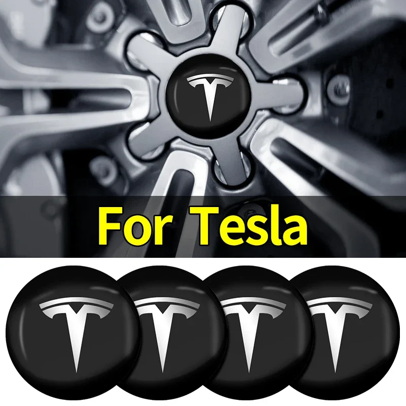 4pcs 56mm For TESLA MODEL X S 3 S X Y Roadster Car Emblem Wheel Center Hub Cap Badge Covers Sticker Car Styling Auto Accessories