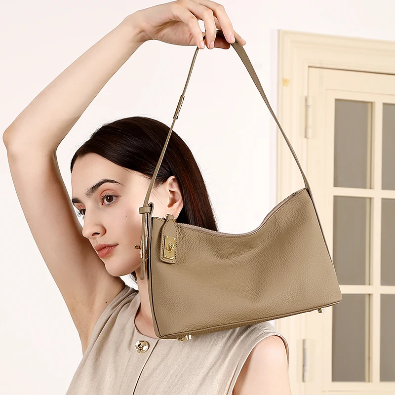 

Women's Top Layer Cowhide Leather Bag 2025 New Style Commuter Dumpling Bag Handbag Shoulder Bag Business Casual Totes
