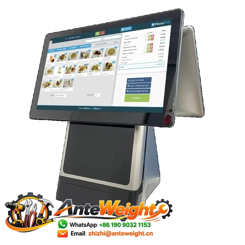 Full Set All-in-one Dual Screen POS System with 80mm Printer Android/Windows OS 10 Point Touch Screen 1 Year Warranty