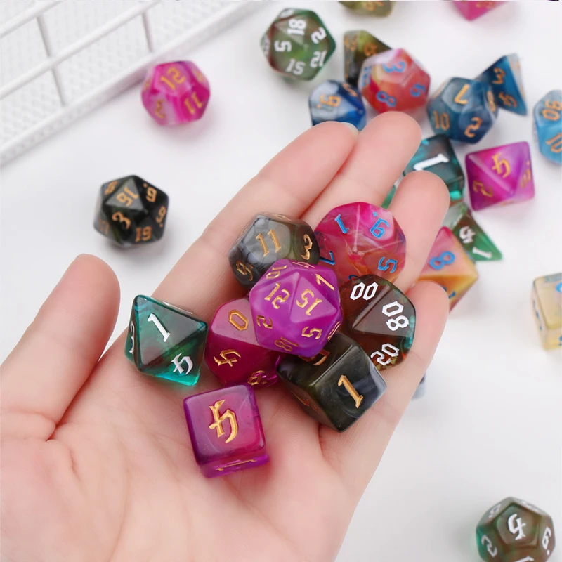 7Pcs/Set DnD Dice Multicolour 6 Color Polyhedral RPG Role Playing Dragons Board Game Multiple Entertainment Table D&D Dice