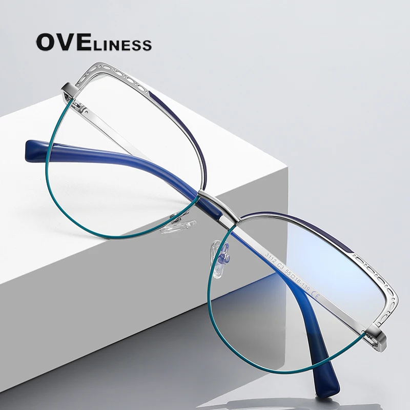 

Fashion Computer Eyewear Metal Reading Glasses blue light blocking for women metal Full rim