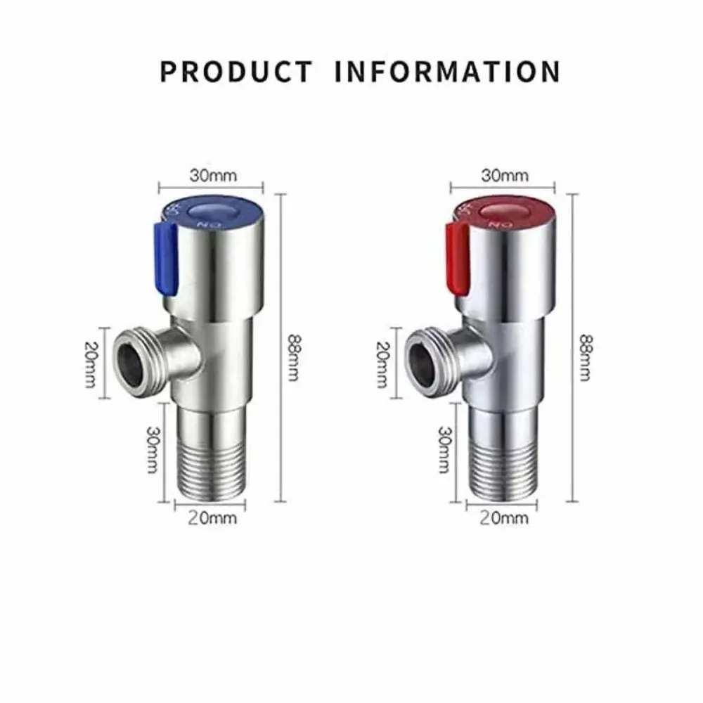 Vanne d'entrée d'eau chaude et froide en acier inoxydable 304, robinet d'arrêt pour salle de bains, cuisines, balcons, accessoires de toilettes