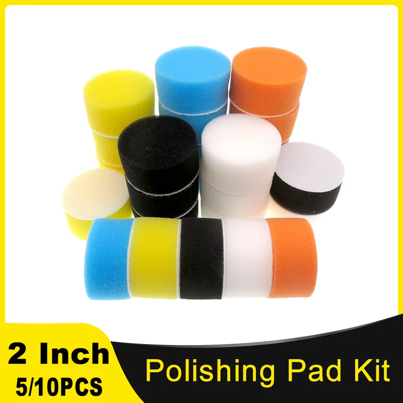 2 Inch Polishing Pad Kit 5/10Pcs Mixed Color Sponge Buffing Waxing Pad for Car Cleaning Tool for Car Wax Buffer for Rotary Tool