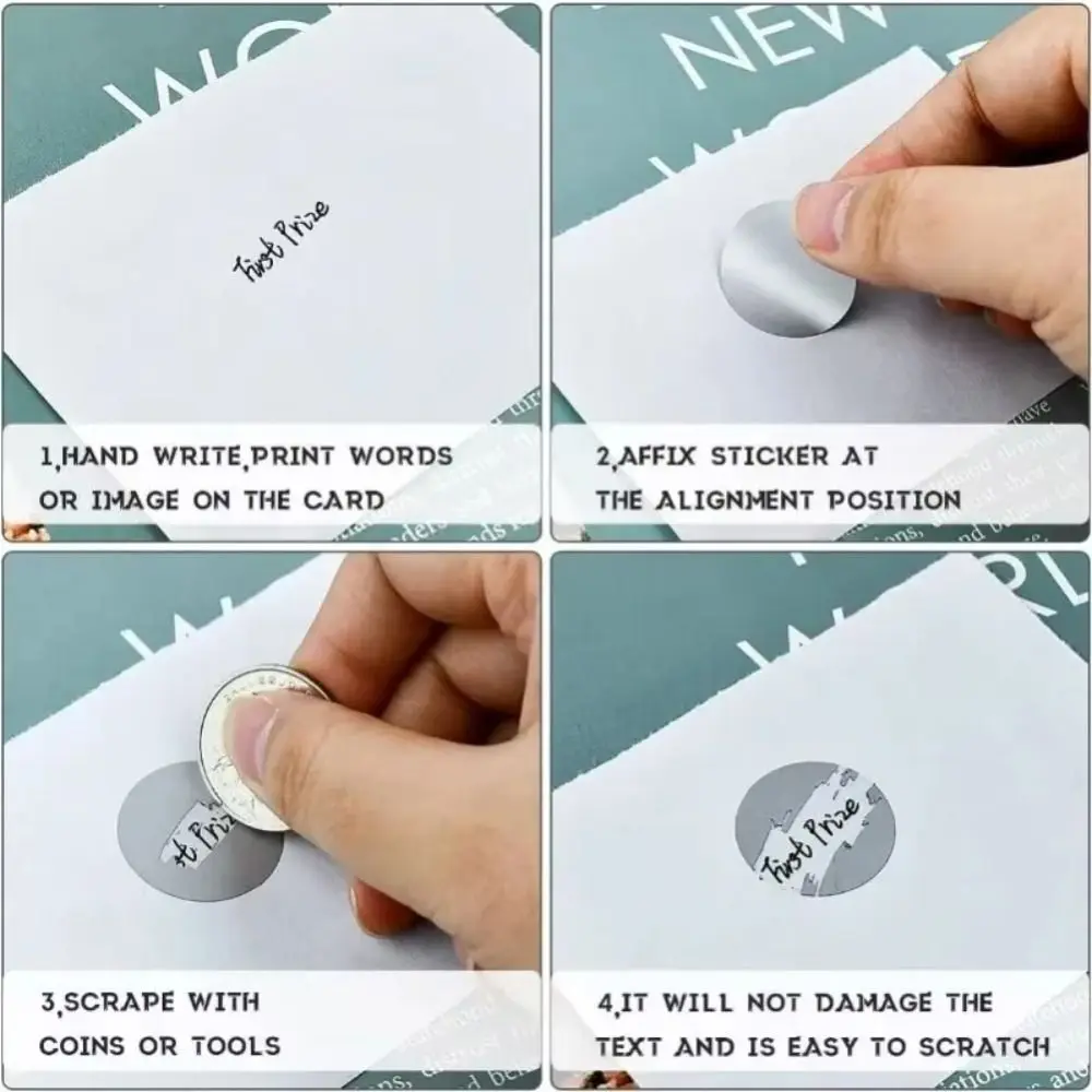 300pcs/Roll 2.5cm Scratch Off Stickers Round/Square/Heart/Rectangle Self-adhesive Scratch Labels Stickers Waterproof