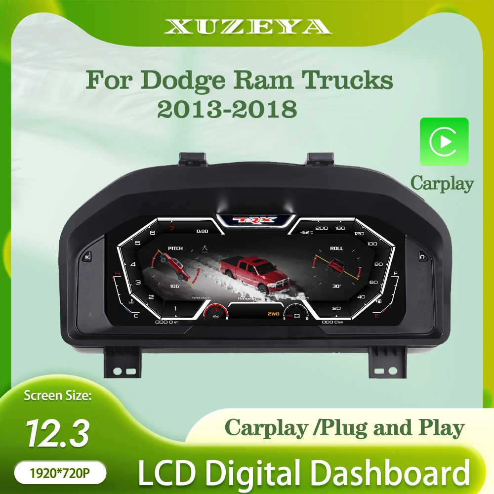 Digital Instrument Cluster For Dodge Ram Trucks 2012-2018  Odometer Speedometer Counter Dashboard Virtual Cockpit CarPlay
